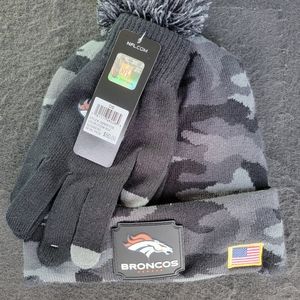 Denver Broncos beanie and gloves
